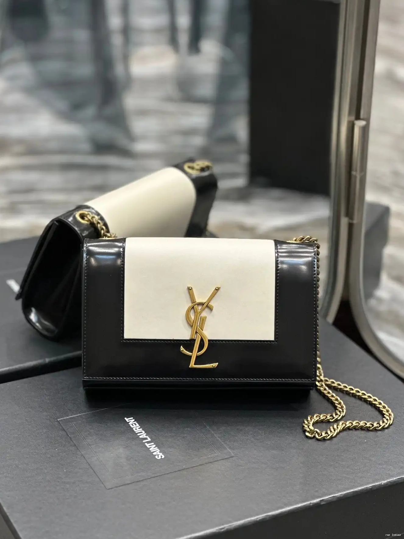 REP shoulder leather small YSL bag two-tone Kate 0522